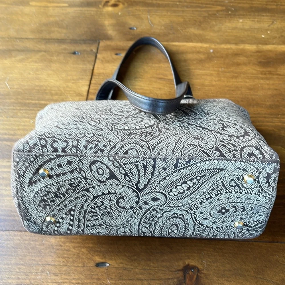 Yvelyne Ponnau Vintage Paisley Leather Tote